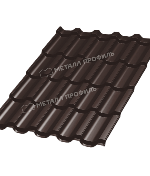 Металлочерепица МеталлПрофиль ТРАМОНТАНА Prisma RAL 8017 (Коричневый шоколад)