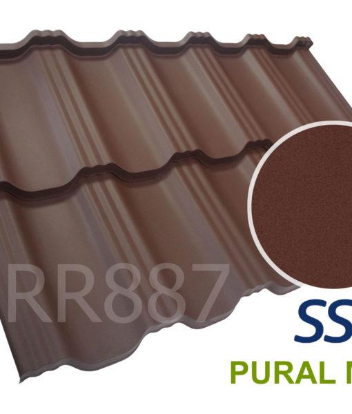 Модульная металлочерепица Dachpol EGERIA SSAB Pural Matt, RR887 Шоколадный