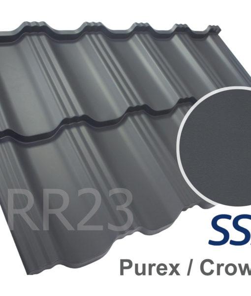 Модульная металлочерепица Dachpol EGERIA SSAB Purex/Crown BT, RR23 Графит (Серый)